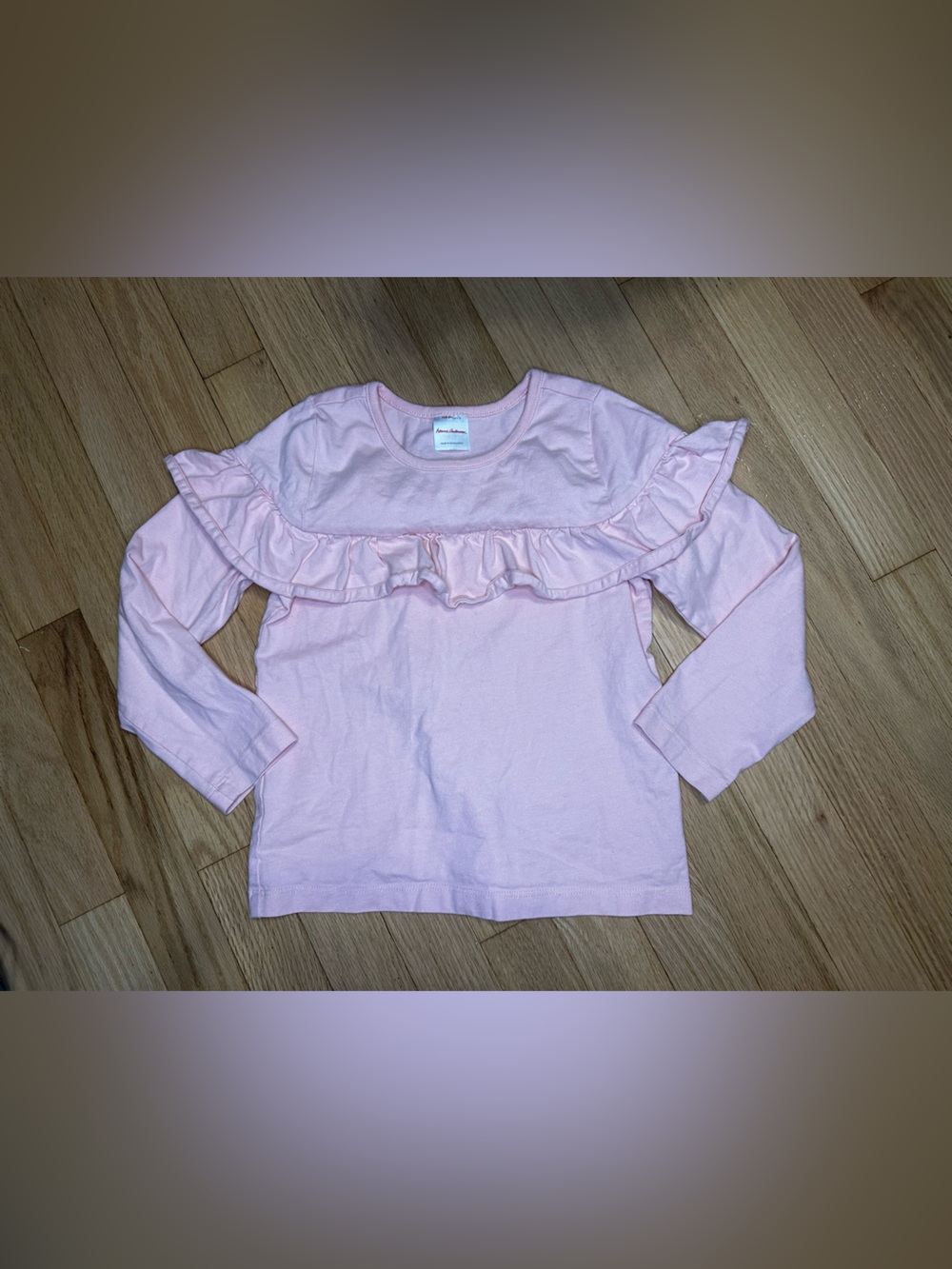 Hanna Andersson Size: 5 Light Pink Long-Sleeve Ruffle All Around Top
